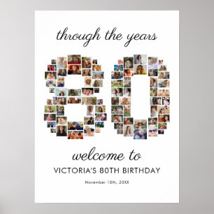 Póster Bienvenida al collage de fotos del 80 cumpleaños