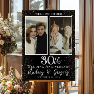 Póster Bienvenida al collage de fotos del aniversario del