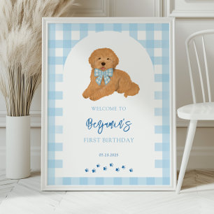 Póster Bienvenida al cumpleaños de cachorro de Goldendood