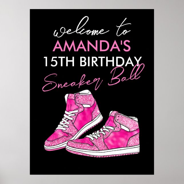 Póster Bienvenida al cumpleaños de la fiesta de zapatilla (Frente)