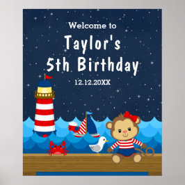 Póster Bienvenida al cumpleaños de la Marina Roja Chica N