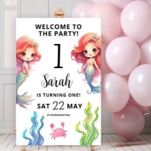 Póster Bienvenida al cumpleaños de la sirena