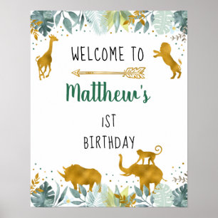 Póster Bienvenida al cumpleaños de los animales del Green