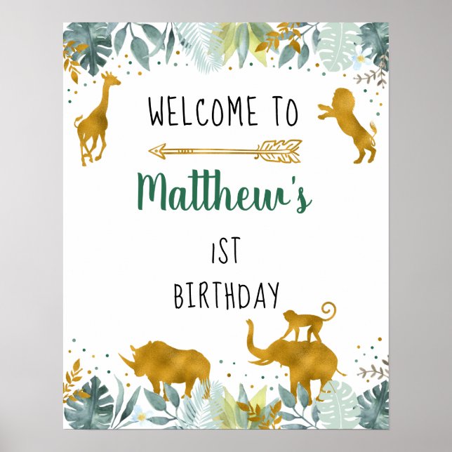 Póster Bienvenida al cumpleaños de los animales del Green (Frente)