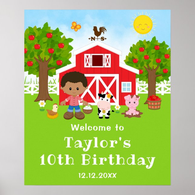 Póster Bienvenida al cumpleaños de niño afroamericano del (Frente)