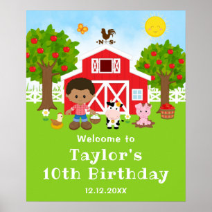 Póster Bienvenida al cumpleaños de un niño afroamericano 