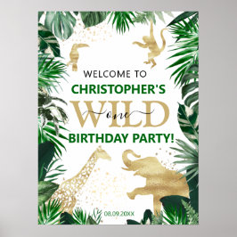 Póster Bienvenida al cumpleaños de Wild One First Jungle 