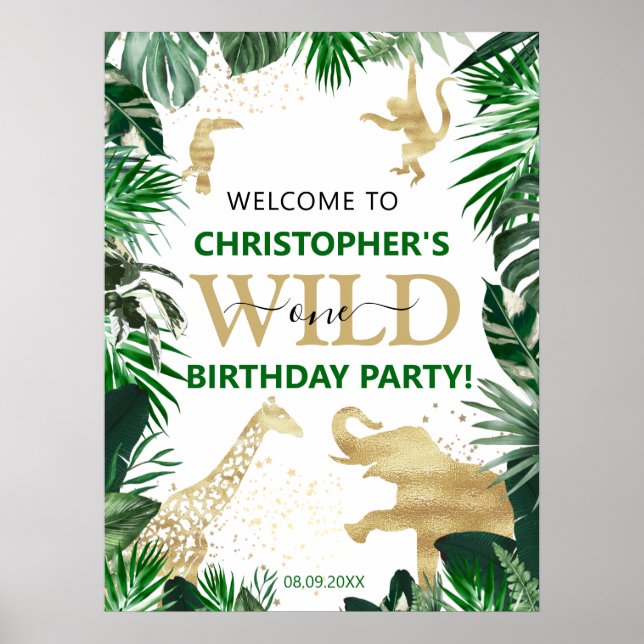 Póster Bienvenida al cumpleaños de Wild One First Jungle  (Frente)
