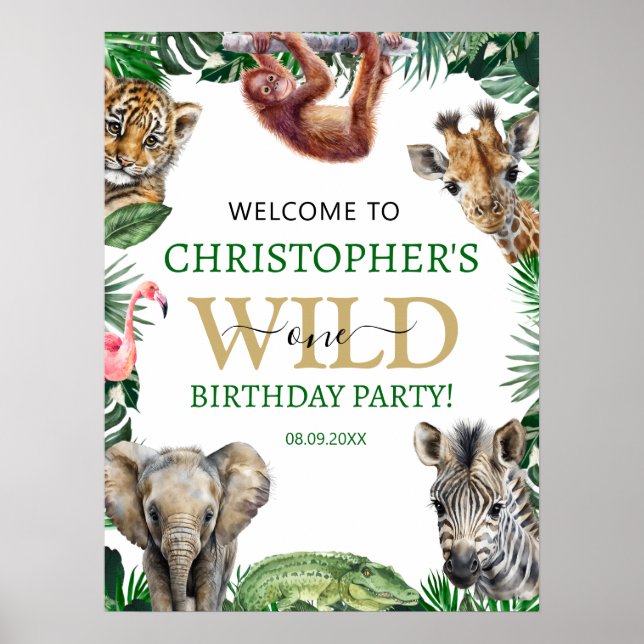 Póster Bienvenida al cumpleaños de Wild One First Jungle  (Frente)
