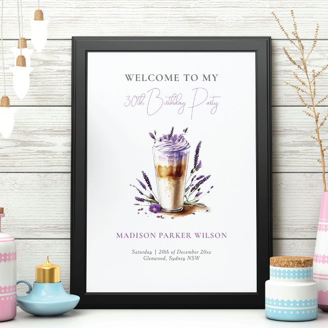 Póster Bienvenida al cumpleaños del café de Lavender pers (Subido por el creador)