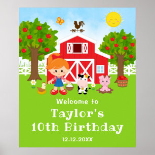 Póster Bienvenida al cumpleaños del Chica del pelo rojo d