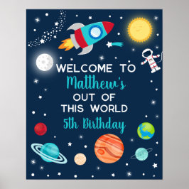 Póster Bienvenida al cumpleaños del espacio exterior del 