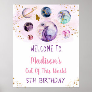 Póster Bienvenida al cumpleaños del espacio exterior Gala
