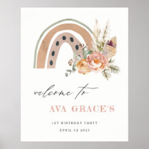 Bienvenida al cumpleaños del Pastel Dusky Boho Flo