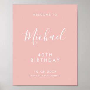Póster Bienvenida al cumpleaños número 40 con letra manus