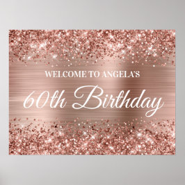 Póster Bienvenida al cumpleaños número 60 con brillo y lá