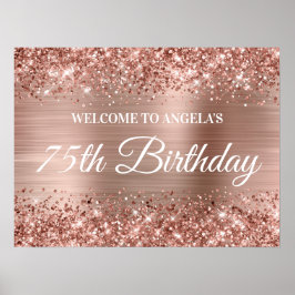 Póster Bienvenida al cumpleaños número 75 con brillo de o