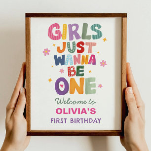 Póster Bienvenida al cumpleaños número uno de Girls Just