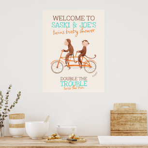 Póster Bienvenida al doble problema del mono gemelo Baby