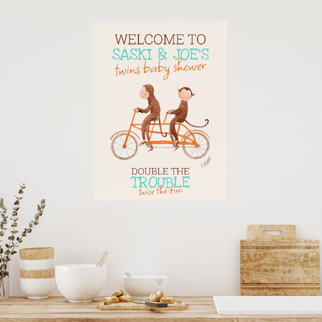 Póster Bienvenida al doble problema del mono gemelo Baby  (Cocina)