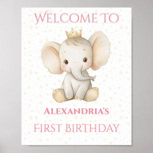 Póster Bienvenida al Elefante Princesa Personalizada de C