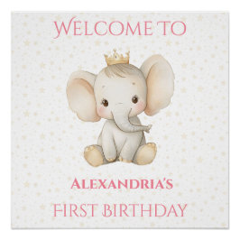 Póster Bienvenida al Elefante Princesa Personalizada de C