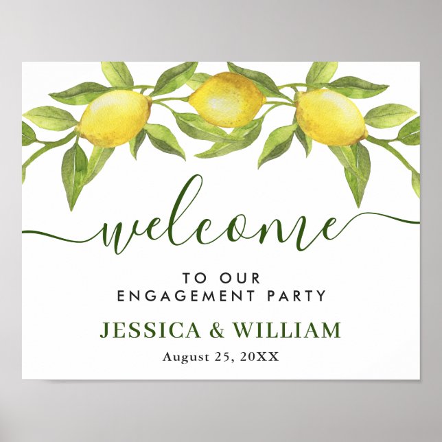 Póster Bienvenida al elegante partido Lemons Green ENGAGE (Frente)