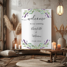Póster Bienvenida al eucalipto de plata lavender boda