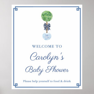 Póster Bienvenida al Fiesta Baby Shower Classic Dark Blue