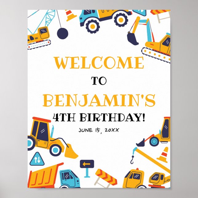 Póster Bienvenida al Fiesta de la camioneta de Cumpleaños (Frente)