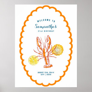 Póster Bienvenida al Fiesta veraniego de BBQ Seafood