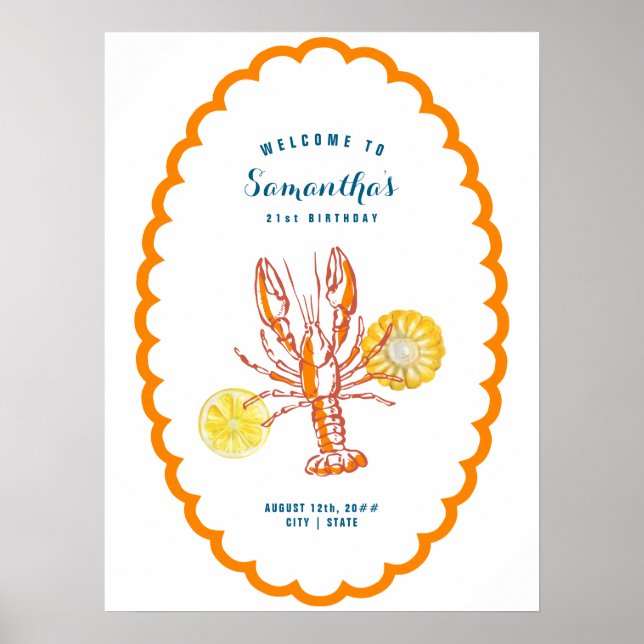 Póster Bienvenida al Fiesta veraniego de BBQ Seafood (Frente)