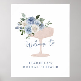 Póster Bienvenida al Jardín de Prosecco de Pétalos Azules