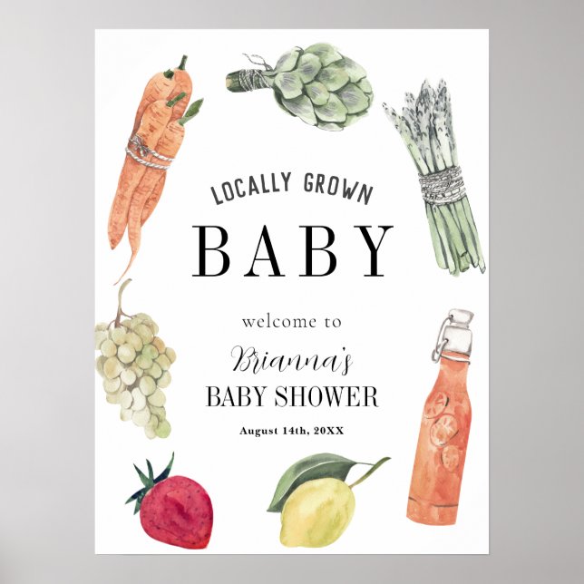 Póster Bienvenida al mercado de granjeros de Baby Shower  (Frente)