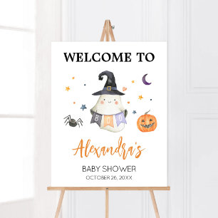 Póster Bienvenida al Pequeño Fantasma naranja Halloween