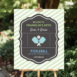Póster Bienvenida al pickleball Dinks and Drinks Verde & 