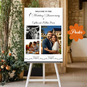 Póster Bienvenida al primer aniversario Boda de personali