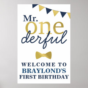 Póster Bienvenida al primer cumpleaños de Mr Onederful az