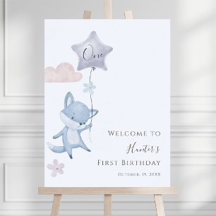 Póster Bienvenida al primer cumpleaños de Zorro Lindo Vue