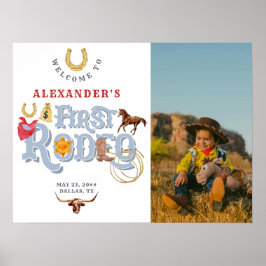 Póster Bienvenida al primer cumpleaños del niño de Rodeo 
