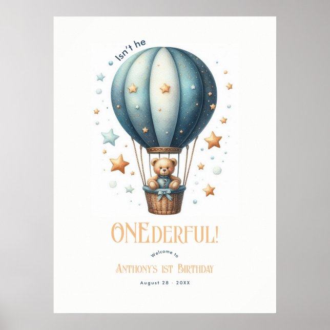 Póster Bienvenida al Primer Cumpleaños Maravilloso (Frente)