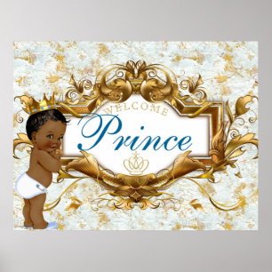 Póster Bienvenida al príncipe africano Royal Baby Shower