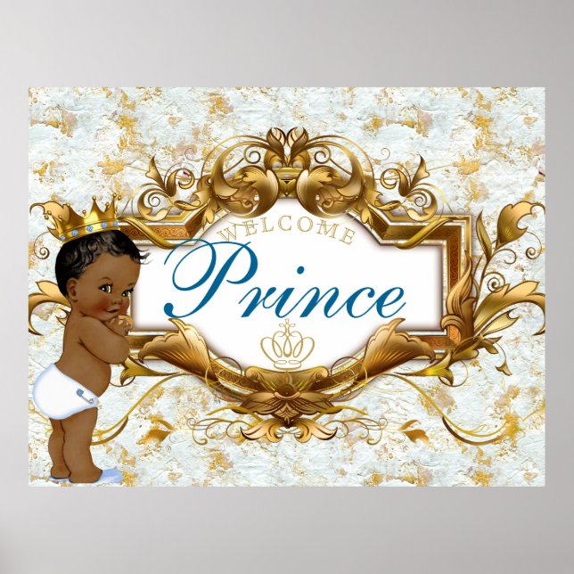 Póster Bienvenida al príncipe africano Royal Baby Shower  (Frente)