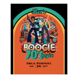Póster Bienvenida al Rótulo Boogie Retro Disco Dancing de
