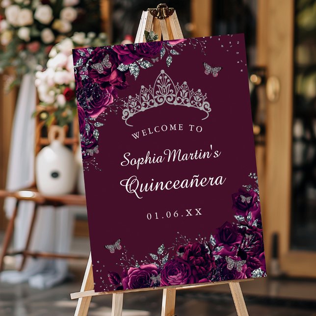Póster Bienvenida al Rótulo Quinceanera, Rosa de Borgoña  (Subido por el creador)