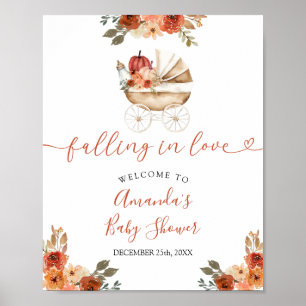Póster Bienvenida al Shower de Bebé Floral de Carrito de