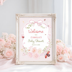 Póster Bienvenida al Shower de Bebé Little Love Bug Bloom