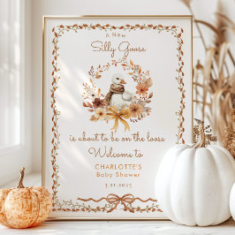 Póster Bienvenida al Shower de Bebé Otoño Rústico Silly G