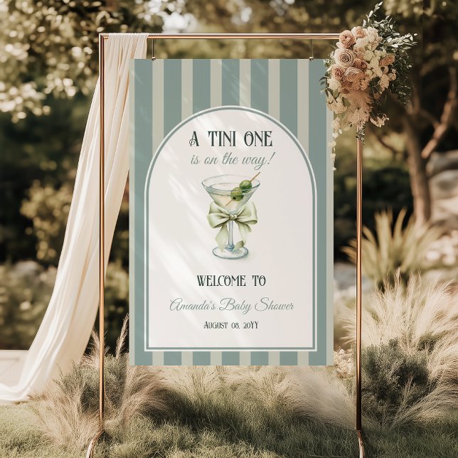Póster Bienvenida al Shower de Bebé Retro Bow Tini One Ma (Subido por el creador)