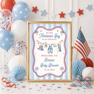 Póster Bienvenida al Shower de Niño Todo Americano